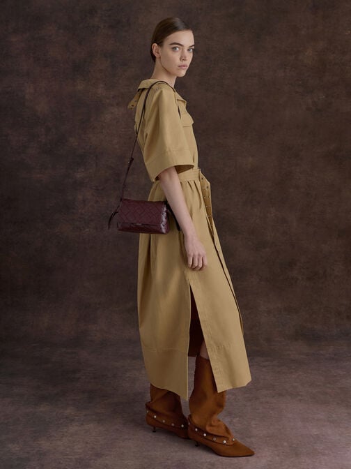 بوت جايل شمواه صناعي عالي حتى الركبة بكعب قصير قابل للتحويل, بنى, hi-res