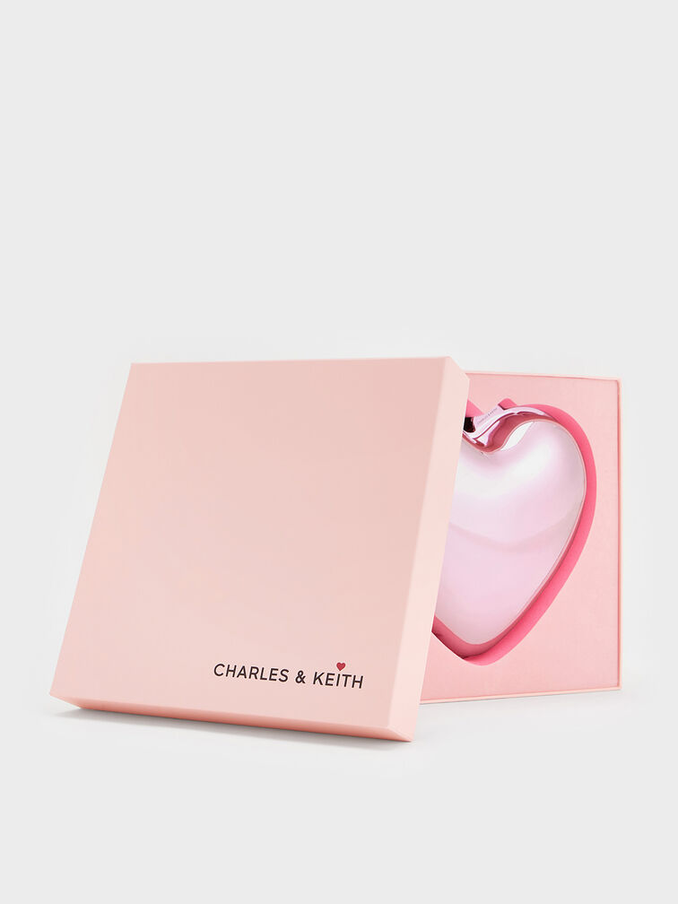 Metallic Heart Crossbody Bag, Pink, hi-res