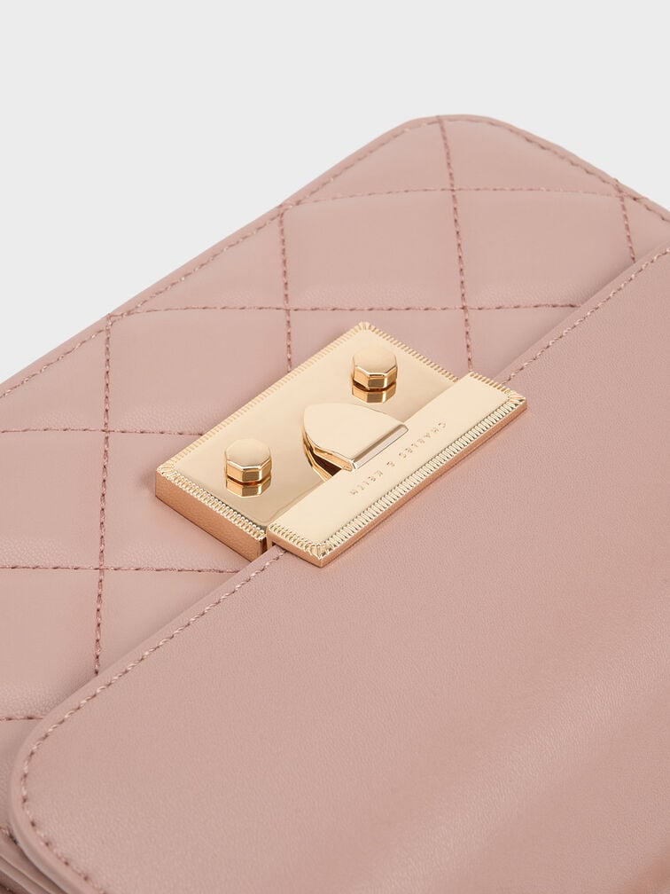 Alva Quilted Chain-Handle Bag, Blush, hi-res