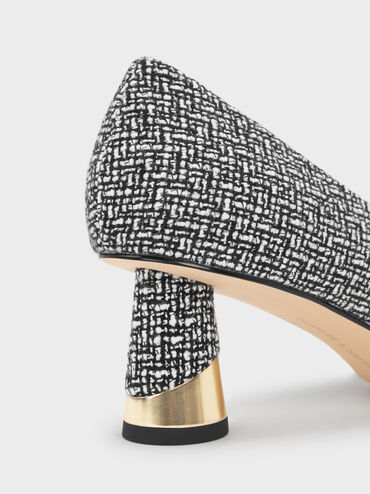 حذاء بامبس كامي  من قماش التويد بكعب منحوت بلمسة معدنية, متعدد الألوان, hi-res