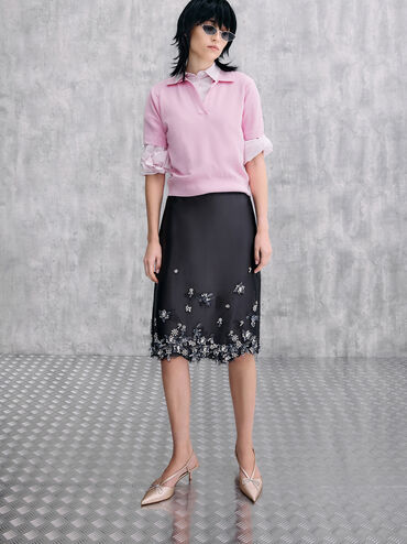 حذاء بامبس سلينجباك بكعب صغير وفيونكة كريستالية, لون البشرة الطبيعي, hi-res