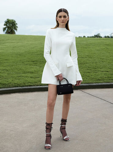 Satin Boxy Tote Bag, Noir, hi-res