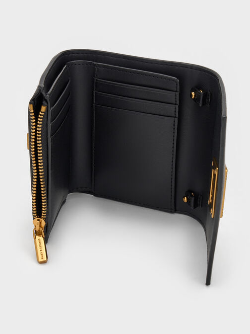 محفظة إدنا بقفل دوار وحزام معقود, أسود, hi-res