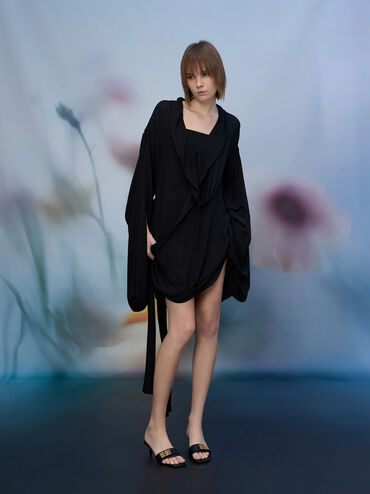 Aelin Kitten-Heel Mules, Black, hi-res