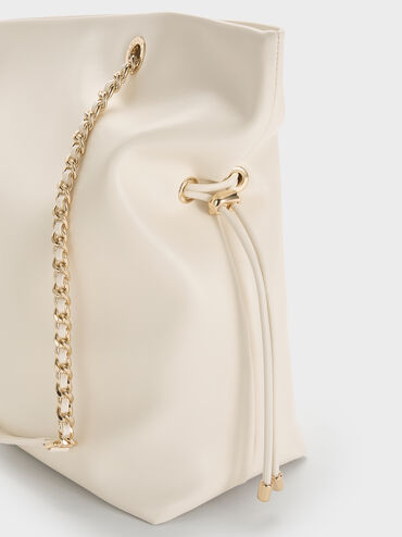 حقيبة توت بحمالة ضفيرة, كريم, hi-res