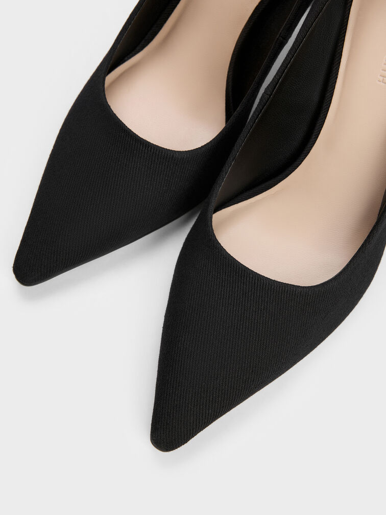 حذاء "كيرا" بكعب عالٍ ومقدمة مدببة من التويل, أسود خشن, hi-res