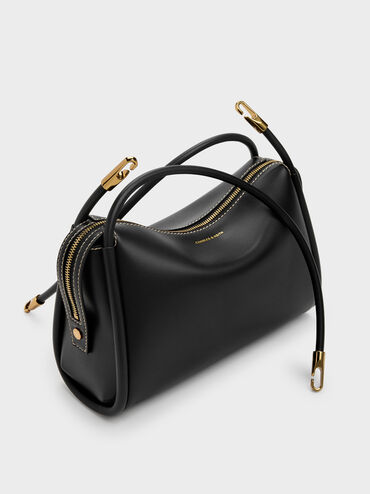 حقيبة كتف ليلا لينة بتصميم أنبوبي, أسود, hi-res