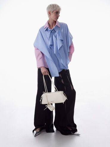 Hazel Bow Elongated Trapeze Shoulder Bag, , hi-res