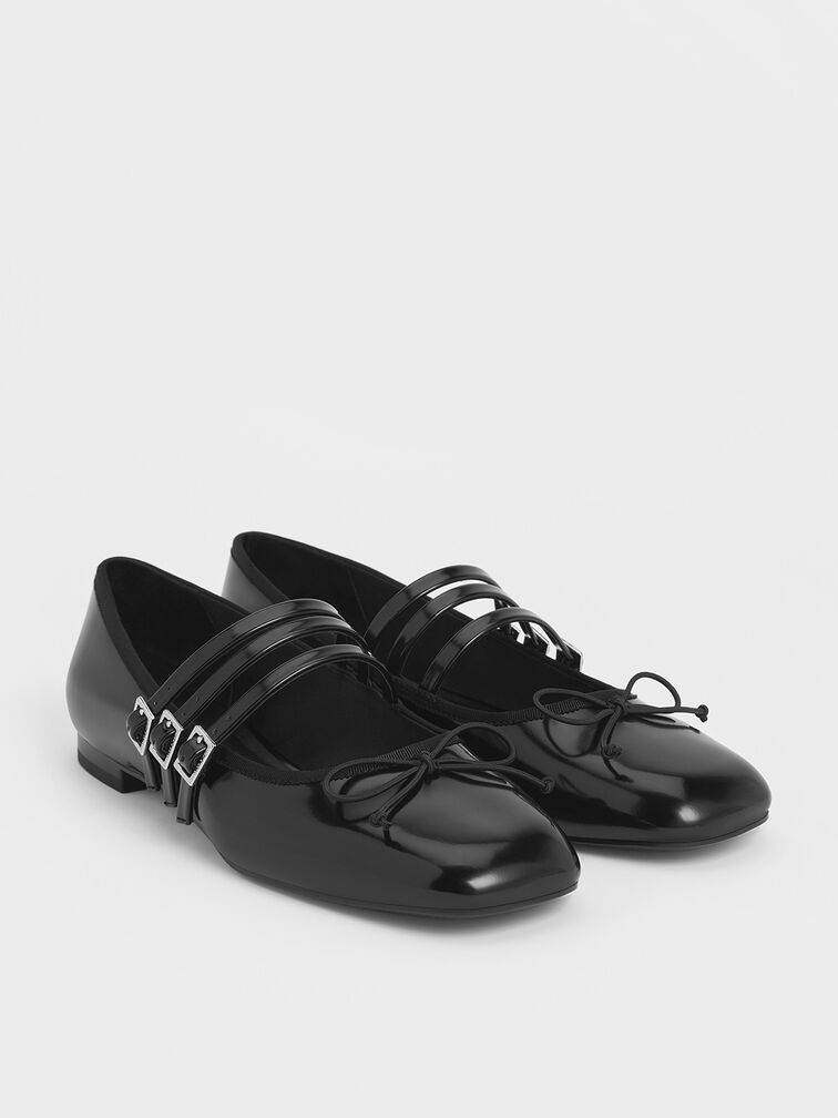 Triple-Strap Mary Janes, Black Boxed, hi-res