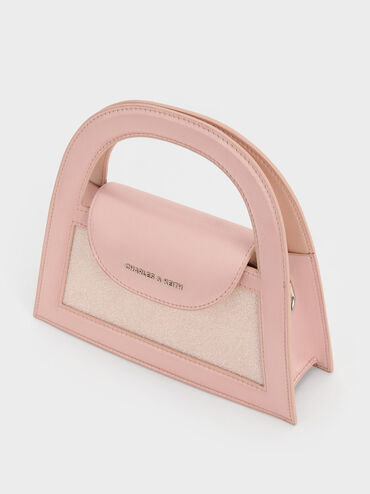 Este Glittered Top Handle Bag, Pink, hi-res