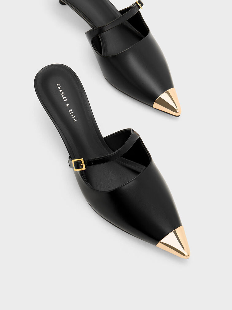 حذاء ميول بكعب ومقدمة ميتاليك, أسود, hi-res