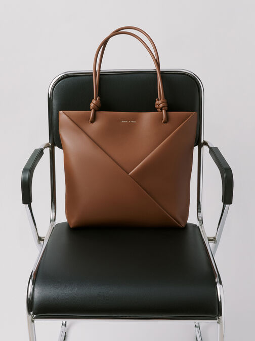 حقيبة تسوق ميدوري ذات التصميم الهندسي, شوكولاتي, hi-res