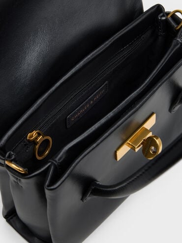 حقيبة توت "كيري" ميني بقفل دوار, أسود, hi-res