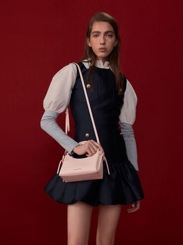 حقيبة يد "هازل" بعقدة, وردي هادئ, hi-res