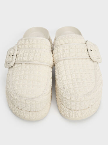 Loren Textured Flatform Mules, Chalk, hi-res