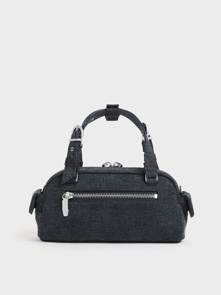 Rachel Denim Multi-Pocket Bowling Bag, Denim Blue, hi-res