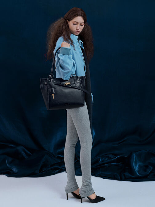 حقيبة دلفينا بحزام, أسود كلاسيكي, hi-res