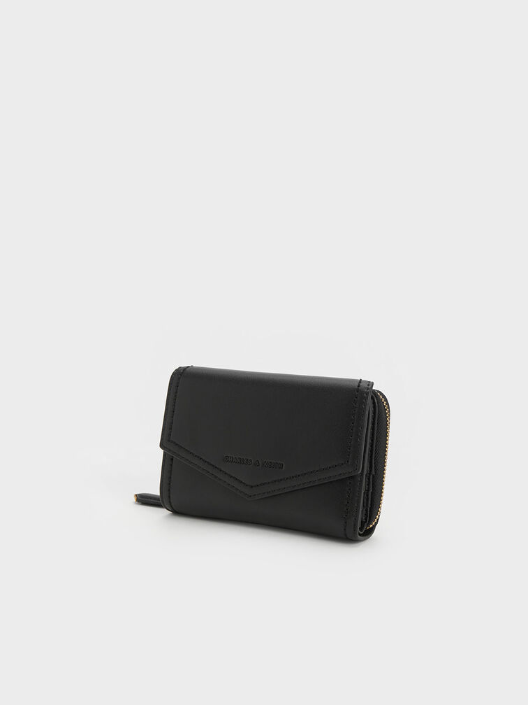 Stitch Trim Envelope Wallet, Black, hi-res