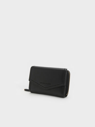 Stitch Trim Envelope Wallet, Black, hi-res