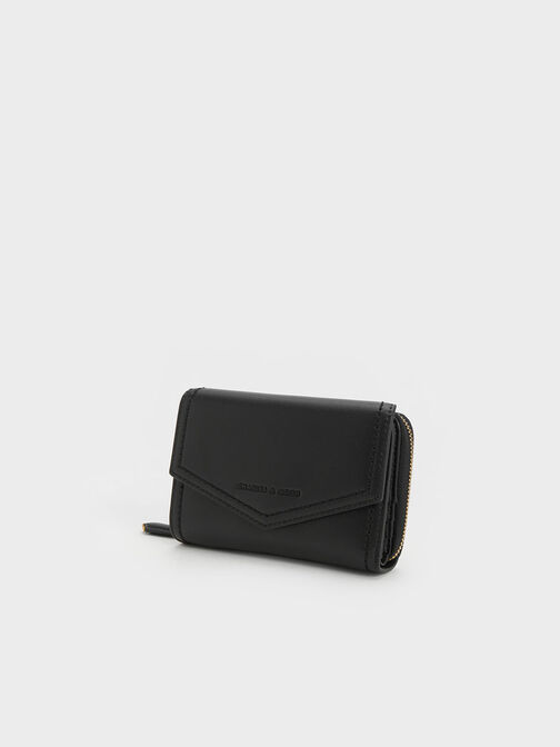 Stitch Trim Envelope Wallet, Black, hi-res
