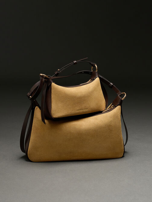 Calla Suede Shoulder Bag, Sahara Sand, hi-res