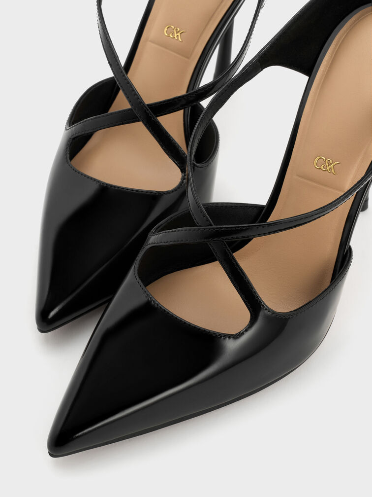 أحذية مولز كايرا من الجلد بأحزمة متقاطعة وكعب ستيليتو رفيع, صندوق أسود, hi-res