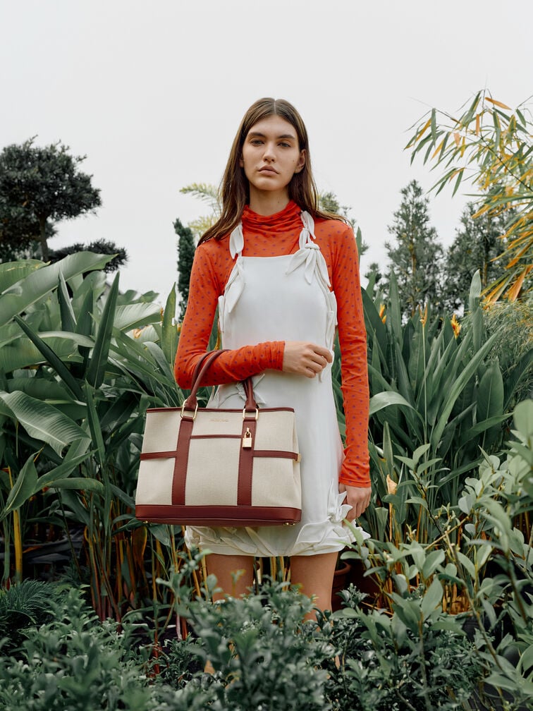 Scottie Canvas Tote Bag, Brick, hi-res