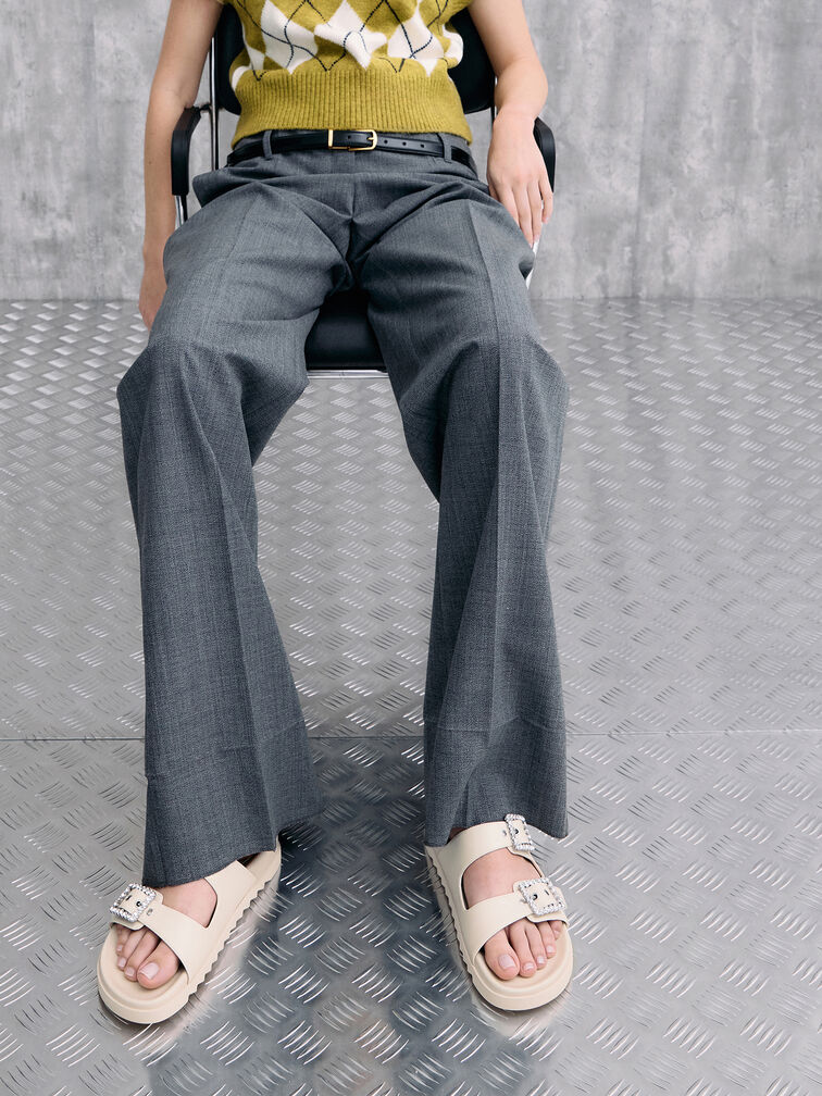 Gem-Buckle Double-Strap Sandals, Chalk, hi-res
