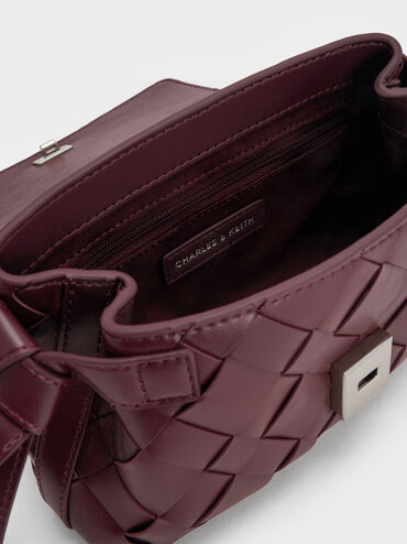 شنطة كروس إيفيت بنقشة منسوجة, أحمر توتي فاخر, hi-res