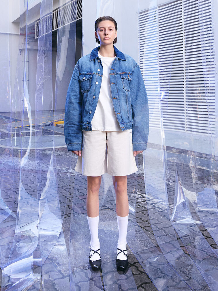 Patent Crossover Buckled Slingback Flats, Black Patent, hi-res