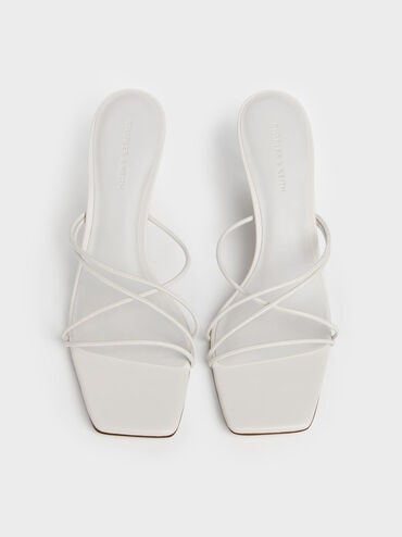 Strappy Heeled Sandals, White, hi-res