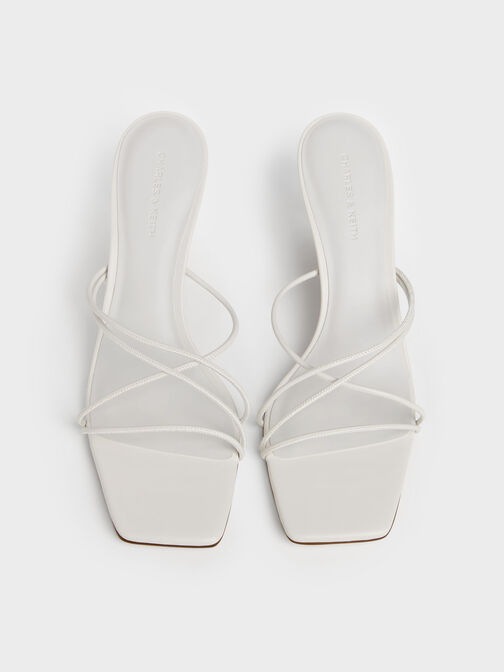 Strappy Heeled Sandals, White, hi-res