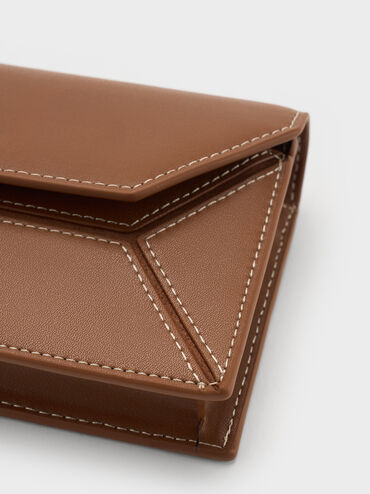 Nasrin Geometric Long Wallet, Chocolate, hi-res