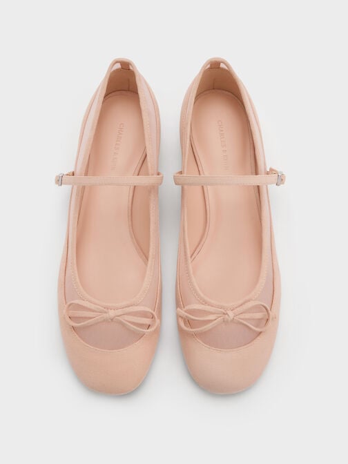 Mulligan Faux Suede & Mesh Mary Janes, Blush, hi-res