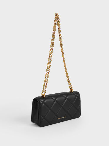 Paffuto Quilted Wallet On Chain, Black, hi-res