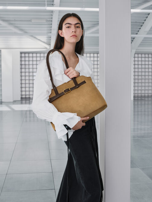 Victoria Belted Trapeze Tote Bag, Sahara Sand, hi-res