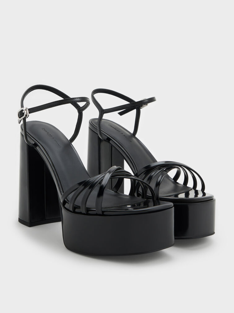 Georgina Ankle-Strap Platform Sandals, Black Boxed, hi-res