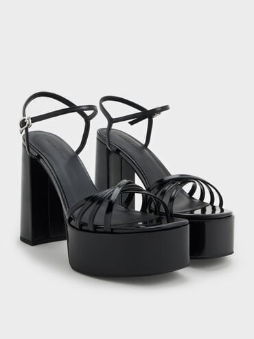 Georgina Ankle-Strap Platform Sandals, Black Boxed, hi-res