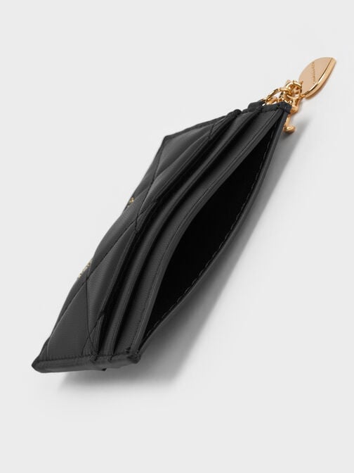 حافظة بطاقات (آرييتي) بتصميم مبطّن أنيق, أسود, hi-res