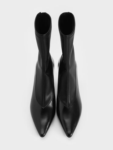 Pointed-Toe Back-Zip Stiletto-Heel Ankle Boots, Black Boxed, hi-res