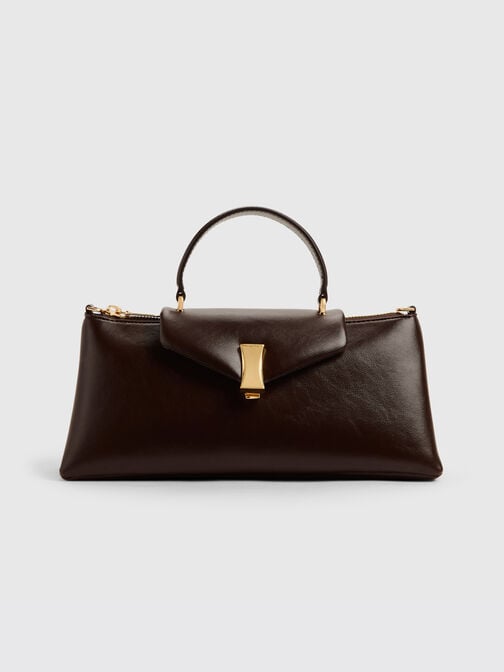 Lilibet Elongated Top Handle Bag, Espresso Brown, hi-res