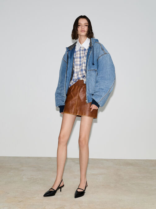 Helena Pearl-Buckle Slingback Kitten Heels, Black Boxed, hi-res