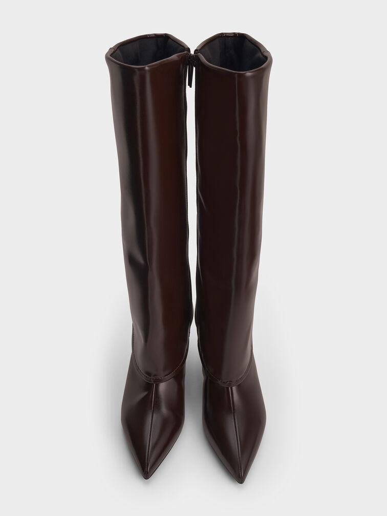 Pointed Stiletto Knee-High Boots, Burgundy, hi-res