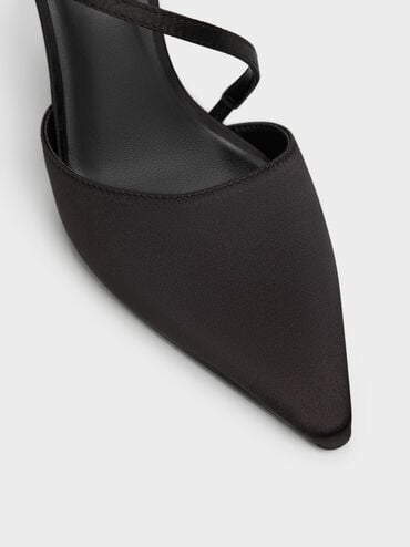 كعب عالي كورديليا مدبب بسير خلفي, أسود خشن, hi-res