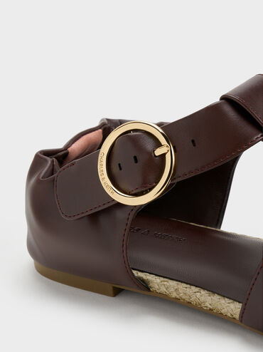 Caged Flat Espadrilles, Maroon, hi-res