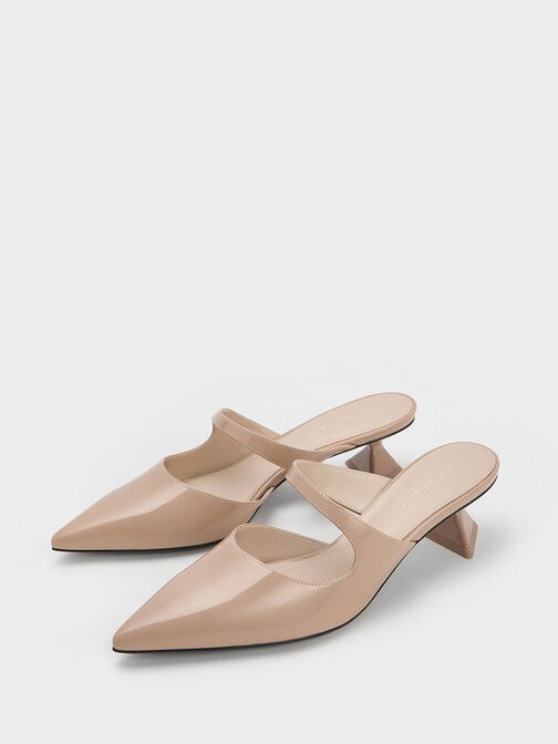 Vada Patent Asymmetric Sculptural Heel Pumps, Nude, hi-res