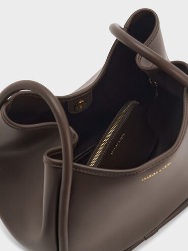 حقيبة ليلا توت باج واسعة بتصميم انسيابي, بني غني كالإسبريسو, hi-res