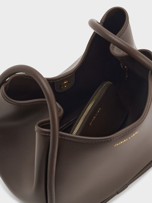 حقيبة ليلا توت باج واسعة بتصميم انسيابي, بني غني كالإسبريسو, hi-res