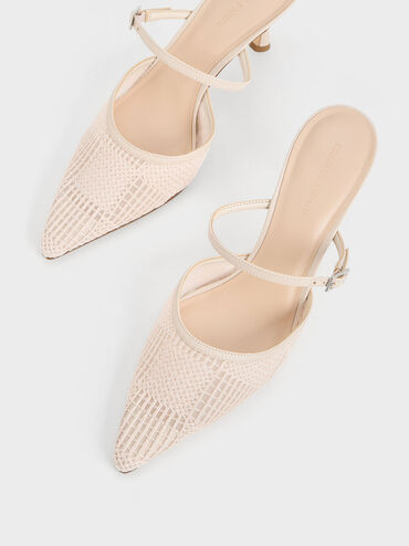 صندل مولز شبكي متشابك, كريم, hi-res