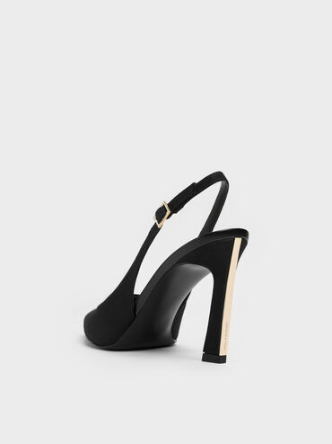 Kerra Twill Pointed Slingback Pumps, Black Textured, hi-res